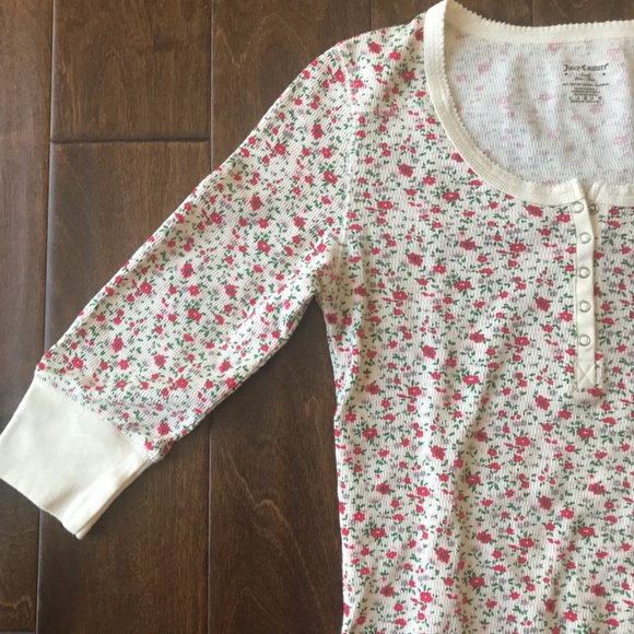 🦋 NWT JUICY COUTURE PINK FLORAL THERMAL TOP SM - Picture 2 of 7
